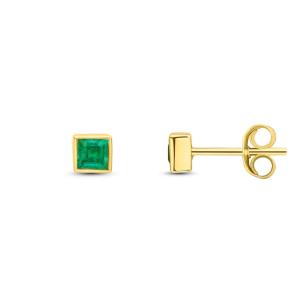 SQUARE EMERALD STUD EARRINGS