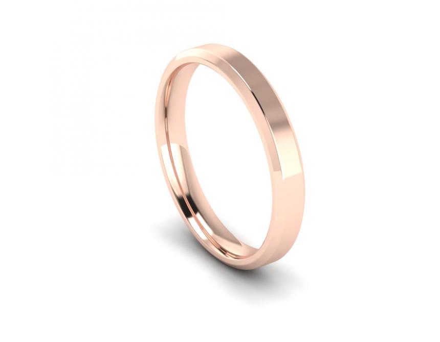 Chamfered Edge Light Weight Band in 18ct Rose Gold
