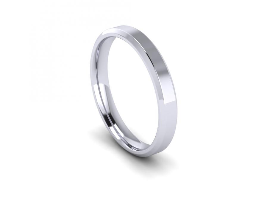 Chamfered Edge Intermediate Weight Band in 18ct White Gold