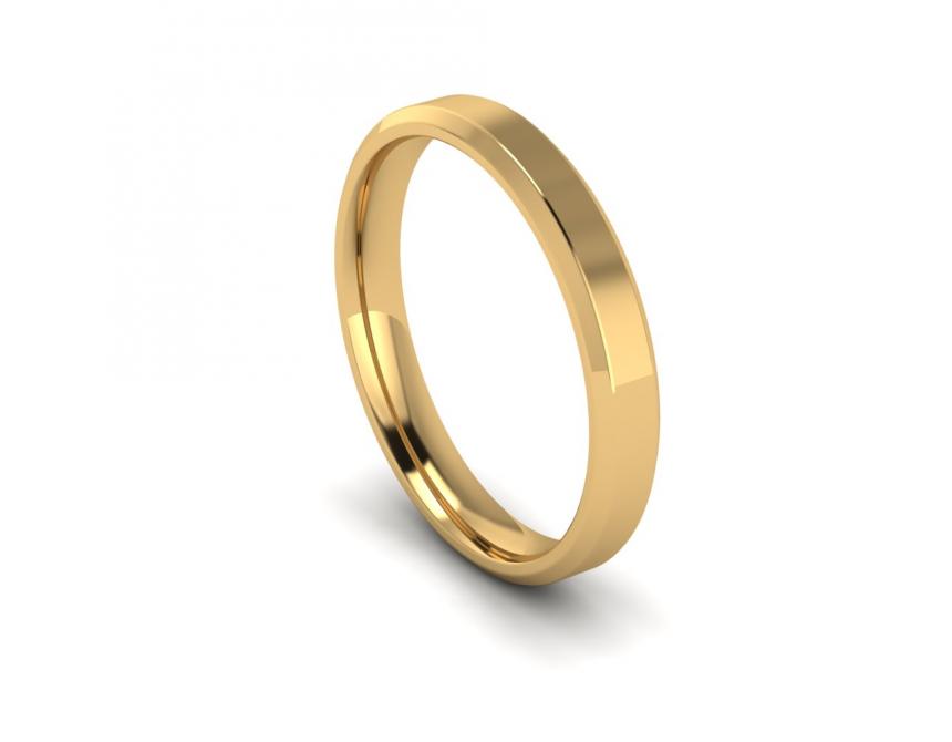 Chamfered Edge Light Weight Band in 9ct Yellow Gold