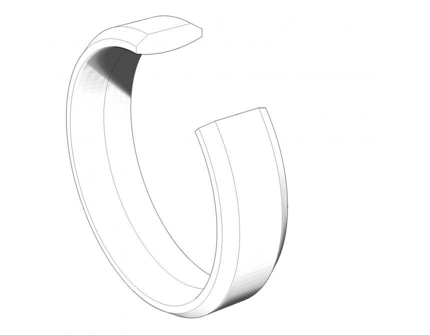 Chamfered Edge Light Weight Band in 9ct White Gold