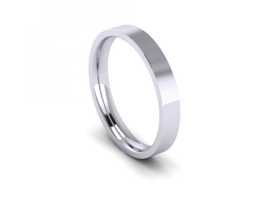 Flat Court Light Weight Band in 9ct White Gold